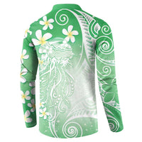 Polynesian Jellyfish Button Sweatshirt With Plumeria Green