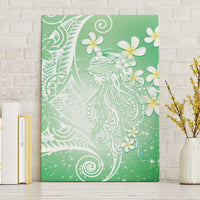 Polynesian Jellyfish Canvas Wall Art With Plumeria Green
