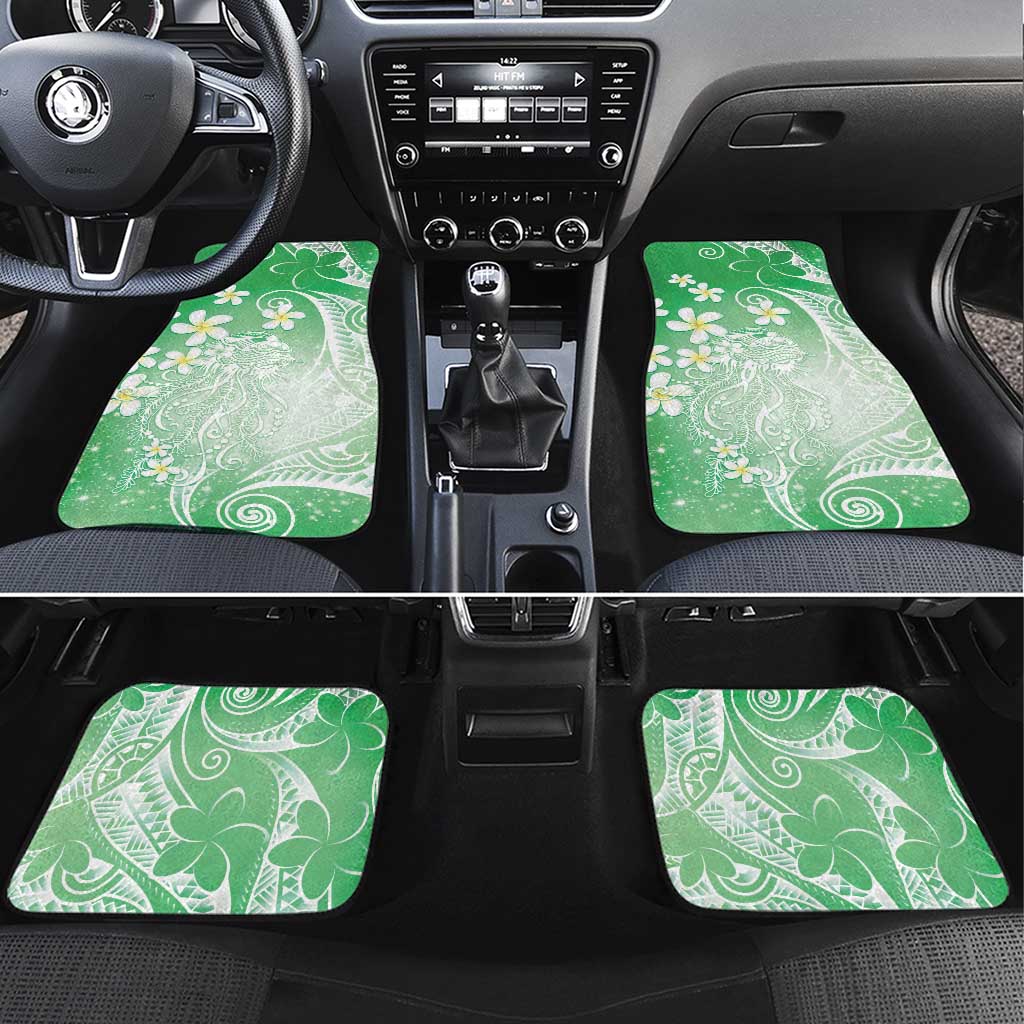 Polynesian Jellyfish Car Mats With Plumeria Green