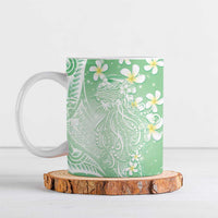 Polynesian Jellyfish Ceramic Mug With Plumeria Green