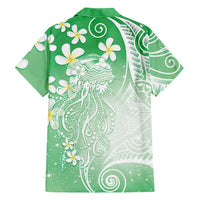 Polynesian Jellyfish Family Matching Short Sleeve Bodycon Dress and Hawaiian Shirt With Plumeria Green LT05 - Polynesian Pride