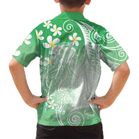 Polynesian Jellyfish Family Matching Tank Maxi Dress and Hawaiian Shirt With Plumeria Green LT05 - Polynesian Pride