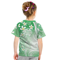 Polynesian Jellyfish Kid T Shirt With Plumeria Green
