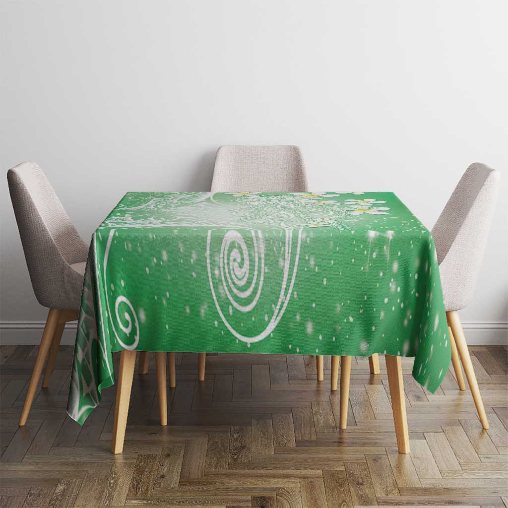 Polynesian Jellyfish Tablecloth With Plumeria Green