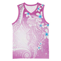 Polynesian Jellyfish Basketball Jersey With Plumeria Pink