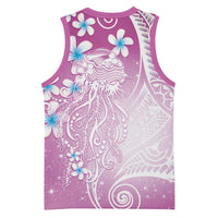 Polynesian Jellyfish Basketball Jersey With Plumeria Pink