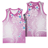 Polynesian Jellyfish Basketball Jersey With Plumeria Pink