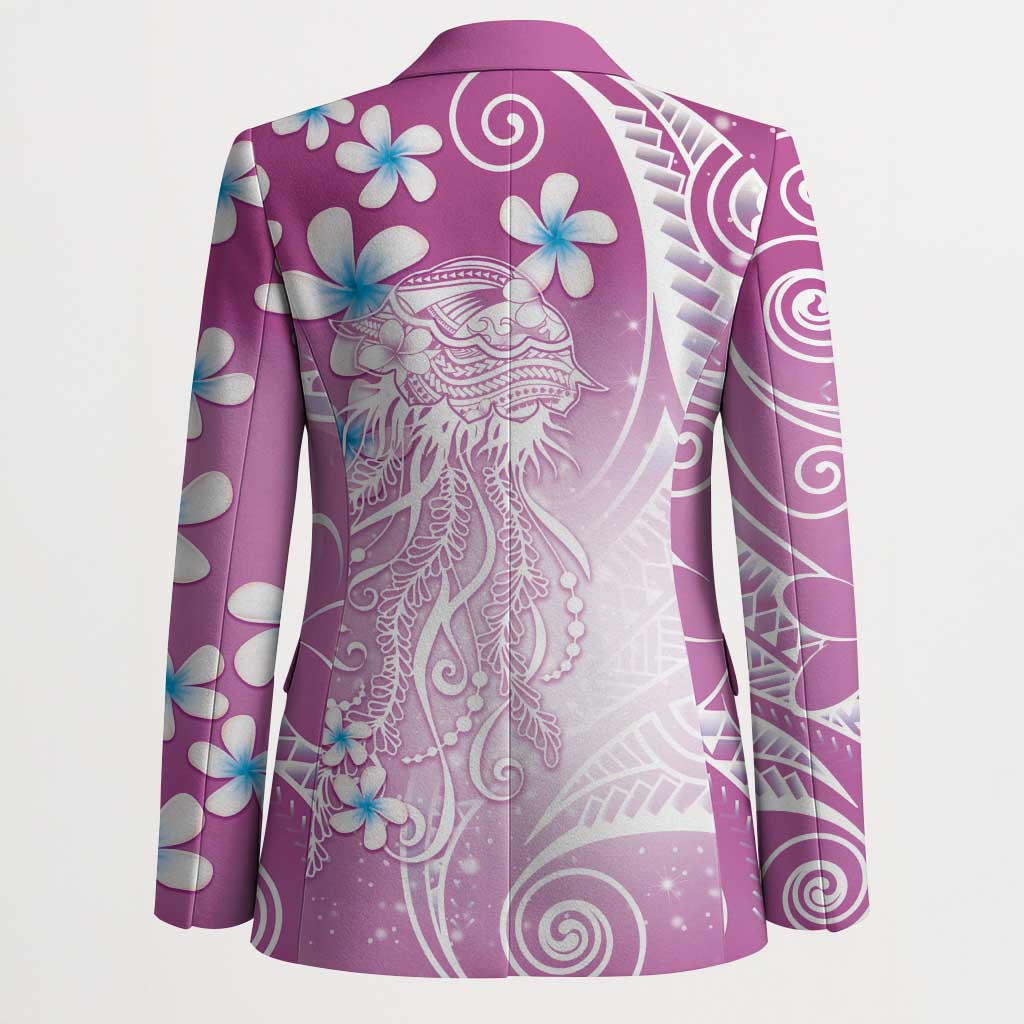 Polynesian Jellyfish Blazer With Plumeria Pink