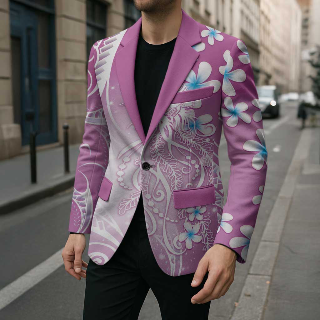 Polynesian Jellyfish Blazer With Plumeria Pink
