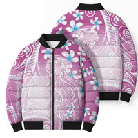 Polynesian Jellyfish Bomber Puffer Jacket With Plumeria Pink