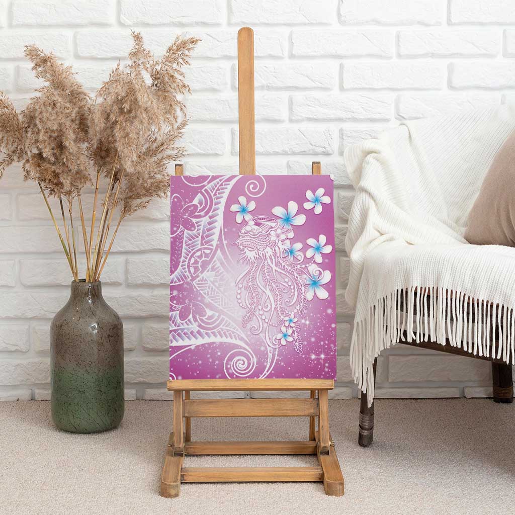 Polynesian Jellyfish Canvas Wall Art With Plumeria Pink