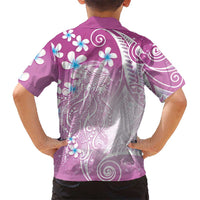 Polynesian Jellyfish Family Matching Off The Shoulder Long Sleeve Dress and Hawaiian Shirt With Plumeria Pink LT05 - Polynesian Pride
