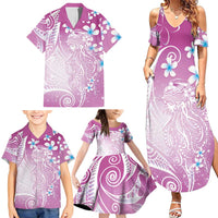 Polynesian Jellyfish Family Matching Summer Maxi Dress and Hawaiian Shirt With Plumeria Pink LT05 - Polynesian Pride