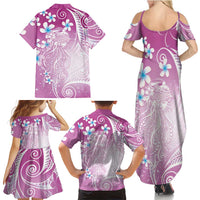 Polynesian Jellyfish Family Matching Summer Maxi Dress and Hawaiian Shirt With Plumeria Pink LT05 - Polynesian Pride
