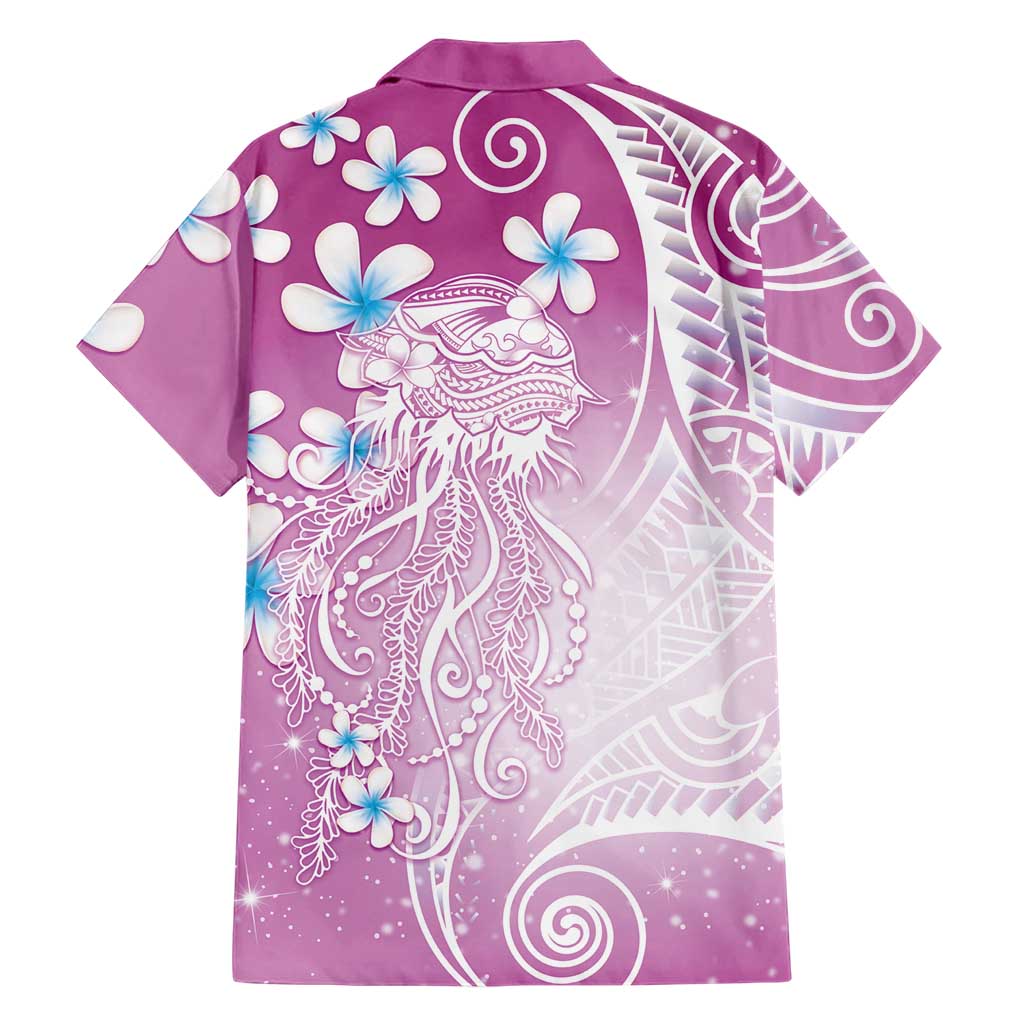 Polynesian Jellyfish Family Matching Tank Maxi Dress and Hawaiian Shirt With Plumeria Pink LT05 - Polynesian Pride