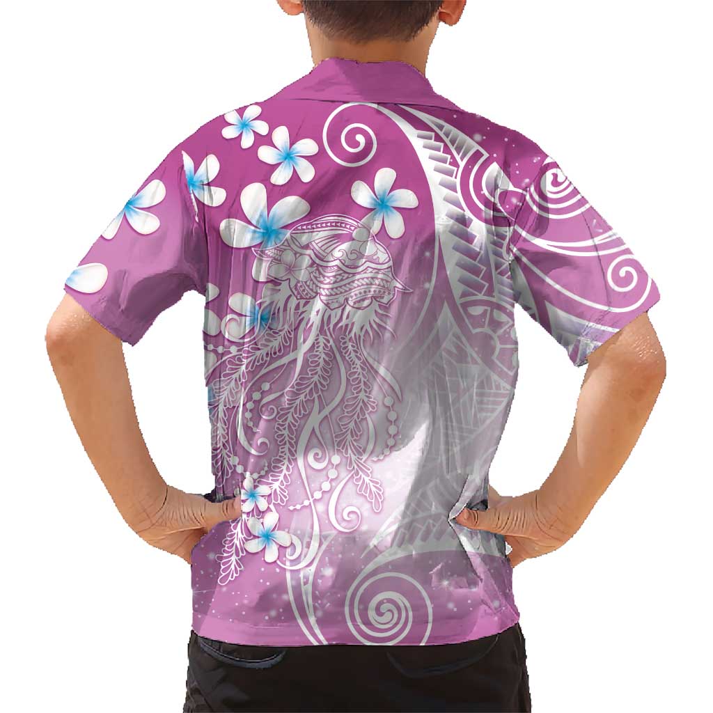 Polynesian Jellyfish Hawaiian Shirt With Plumeria Pink