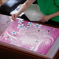 Polynesian Jellyfish Puzzle With Plumeria Pink