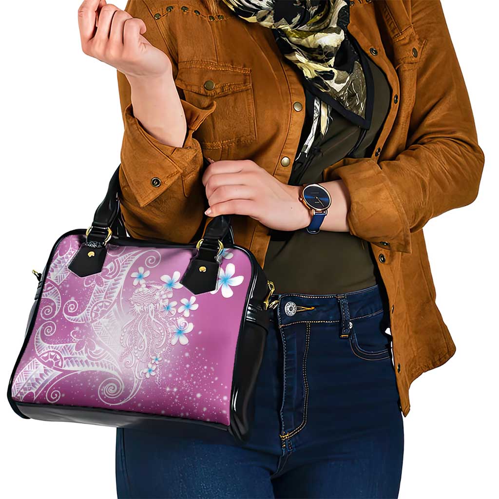 Polynesian Jellyfish Shoulder Handbag With Plumeria Pink