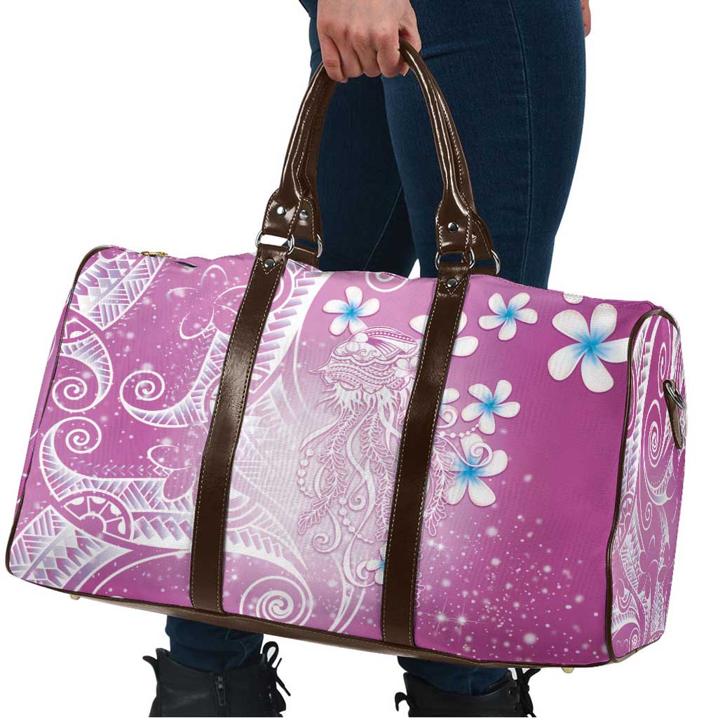 Polynesian Jellyfish Travel Bag With Plumeria Pink