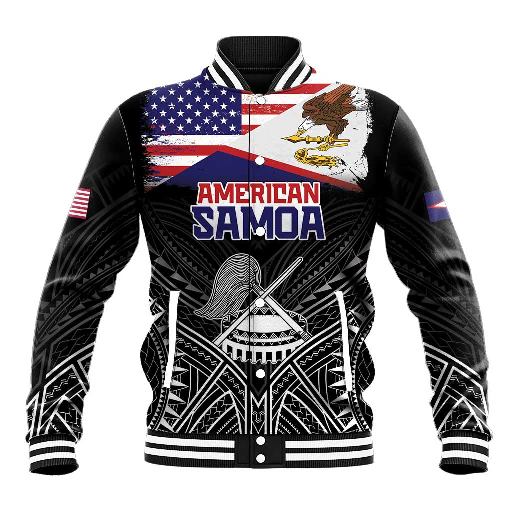American Samoa Flag Day Baseball Jacket Bald Eagle With Polynesian Pattern