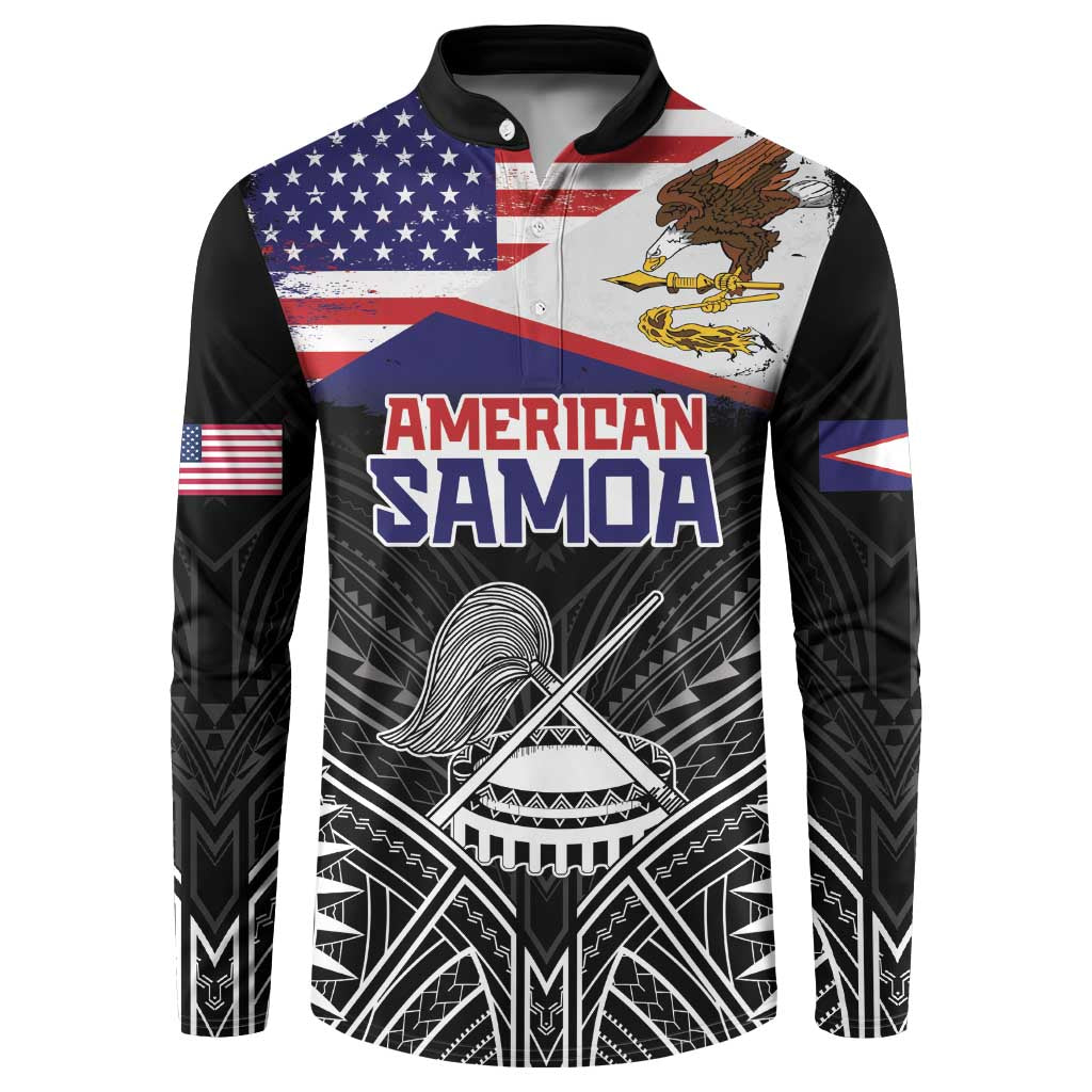 American Samoa Flag Day Button Sweatshirt Bald Eagle With Polynesian Pattern