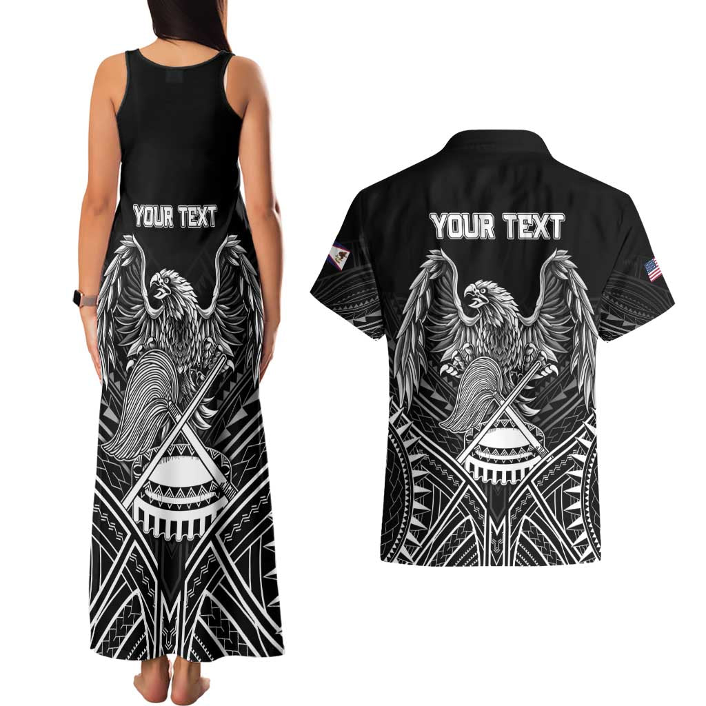 American Samoa Flag Day Couples Matching Tank Maxi Dress and Hawaiian Shirt Bald Eagle With Polynesian Pattern