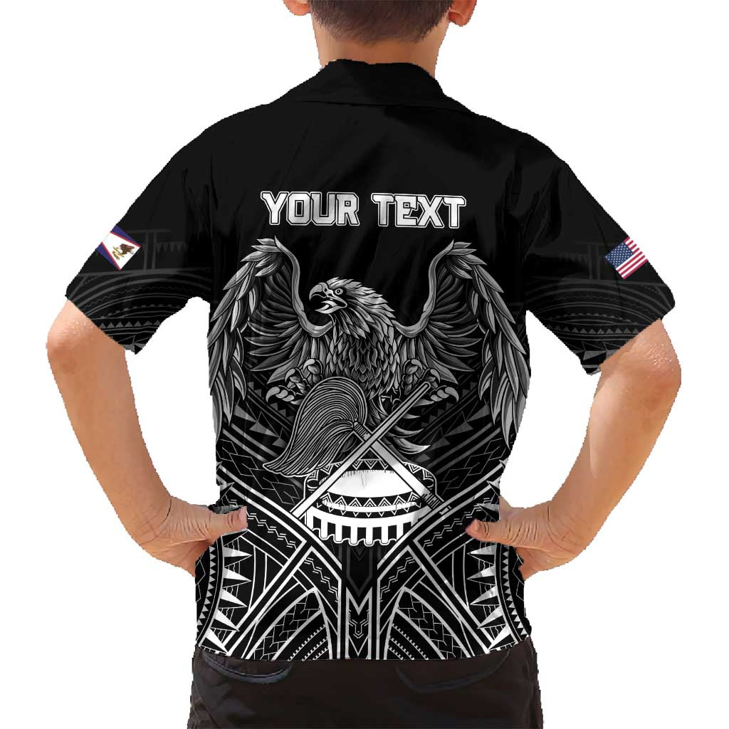 American Samoa Flag Day Family Matching Long Sleeve Bodycon Dress and Hawaiian Shirt Bald Eagle With Polynesian Pattern