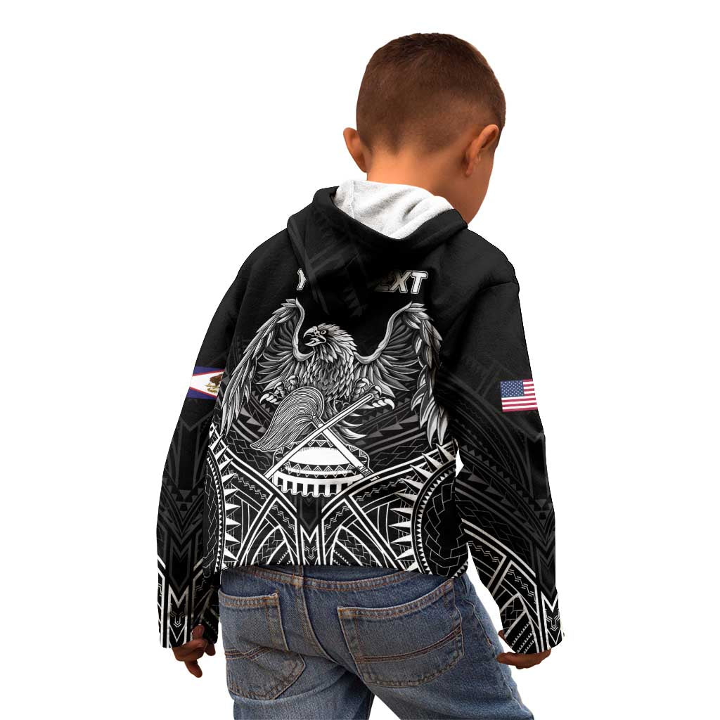 American Samoa Flag Day Kid Hoodie Bald Eagle With Polynesian Pattern