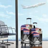 American Samoa Flag Day Luggage Cover Bald Eagle With Polynesian Pattern