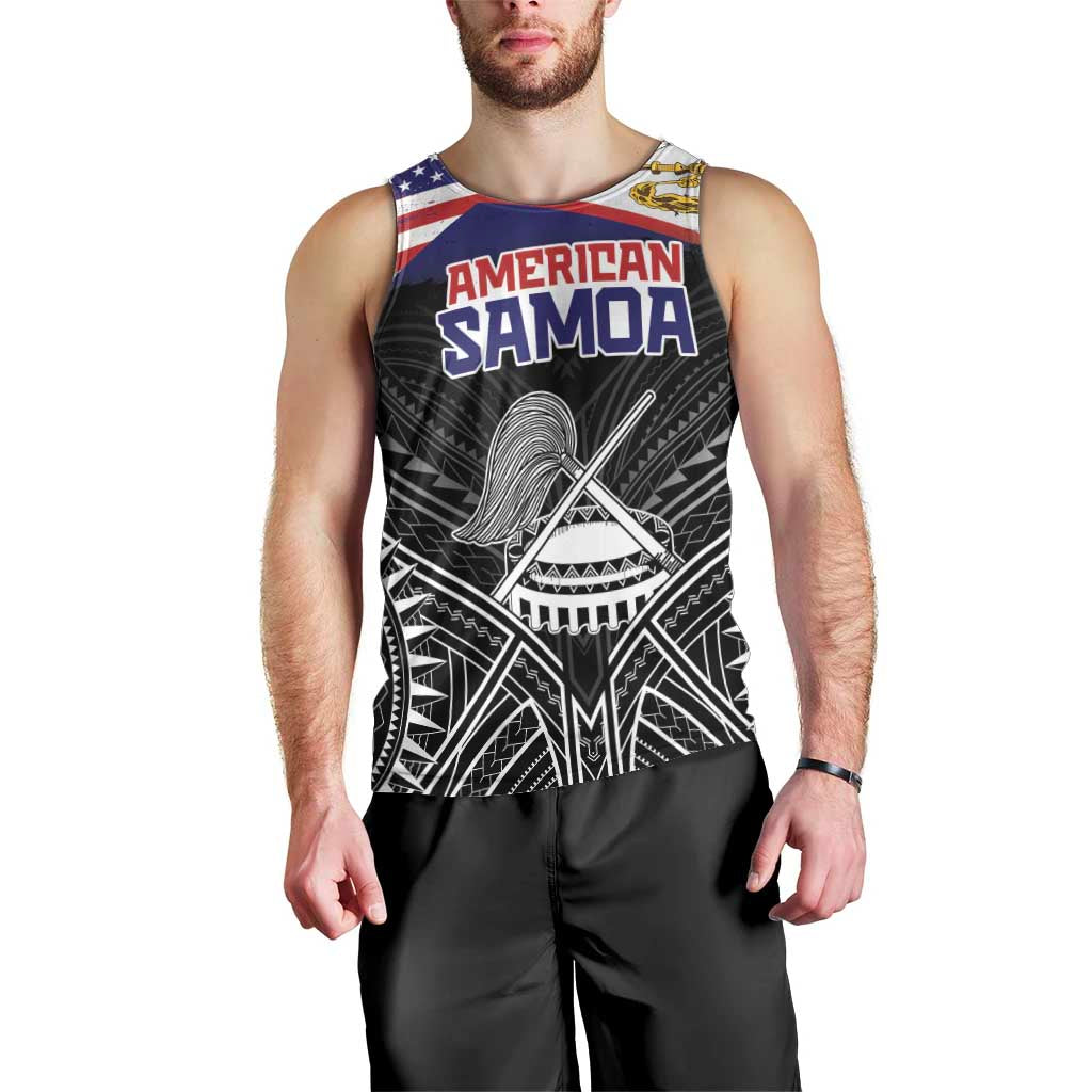 American Samoa Flag Day Men Tank Top Bald Eagle With Polynesian Pattern