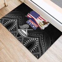 American Samoa Flag Day Rubber Doormat Bald Eagle With Polynesian Pattern