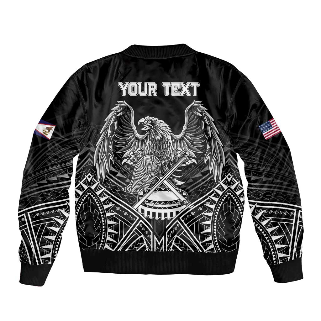 American Samoa Flag Day Sleeve Zip Bomber Jacket Bald Eagle With Polynesian Pattern