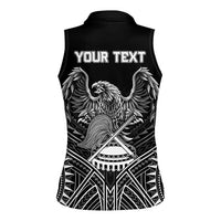 American Samoa Flag Day Women Sleeveless Polo Shirt Bald Eagle With Polynesian Pattern