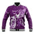 Personalised Fibromyalgia Awareness Baseball Jacket Polynesian Purple Ribbon