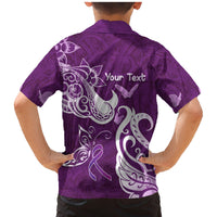 Personalised Fibromyalgia Awareness Family Matching Mermaid Dress and Hawaiian Shirt Polynesian Purple Ribbon LT05 - Polynesian Pride