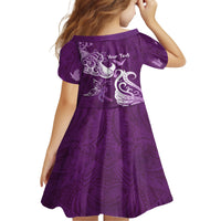 Personalised Fibromyalgia Awareness Family Matching Off Shoulder Maxi Dress and Hawaiian Shirt Polynesian Purple Ribbon LT05 - Polynesian Pride