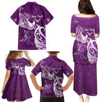 Personalised Fibromyalgia Awareness Family Matching Puletasi and Hawaiian Shirt Polynesian Purple Ribbon LT05 - Polynesian Pride