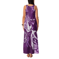 Personalised Fibromyalgia Awareness Family Matching Tank Maxi Dress and Hawaiian Shirt Polynesian Purple Ribbon LT05 - Polynesian Pride