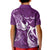 Personalised Fibromyalgia Awareness Kid Polo Shirt Polynesian Purple Ribbon