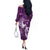 Personalised Fibromyalgia Awareness Off The Shoulder Long Sleeve Dress Polynesian Purple Ribbon