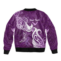 Personalised Fibromyalgia Awareness Sleeve Zip Bomber Jacket Polynesian Purple Ribbon LT05 - Polynesian Pride