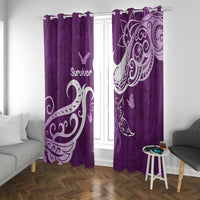 Fibromyalgia Awareness Window Curtain Polynesian Purple Ribbon