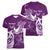 Personalised Fibromyalgia Awareness Women V-Neck T-Shirt Polynesian Purple Ribbon