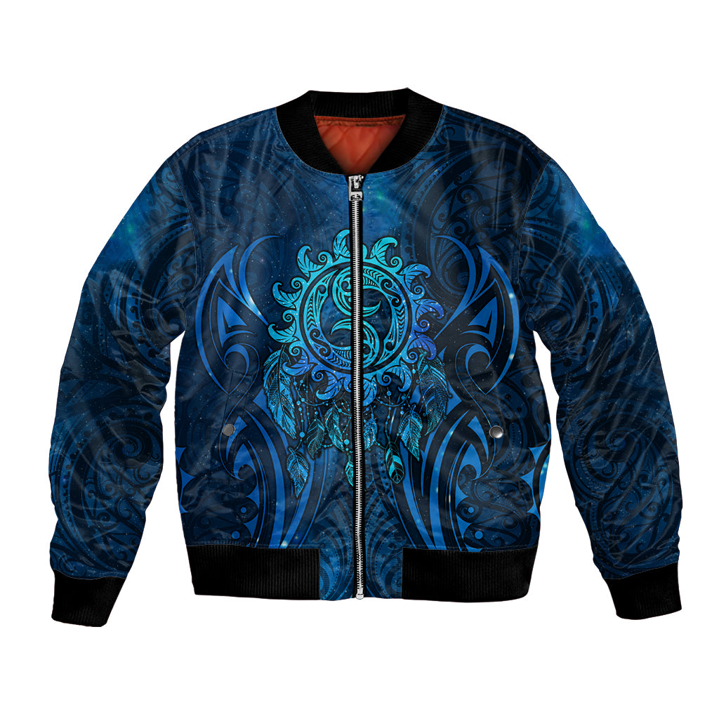 New Zealand Dream Catcher Bomber Jacket Maori Koru Pattern Blue Version LT05 Unisex Blue - Polynesian Pride