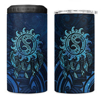 New Zealand Dream Catcher 4 in 1 Can Cooler Tumbler Maori Koru Pattern Blue Version LT05 One Size: 16 oz Blue - Polynesian Pride