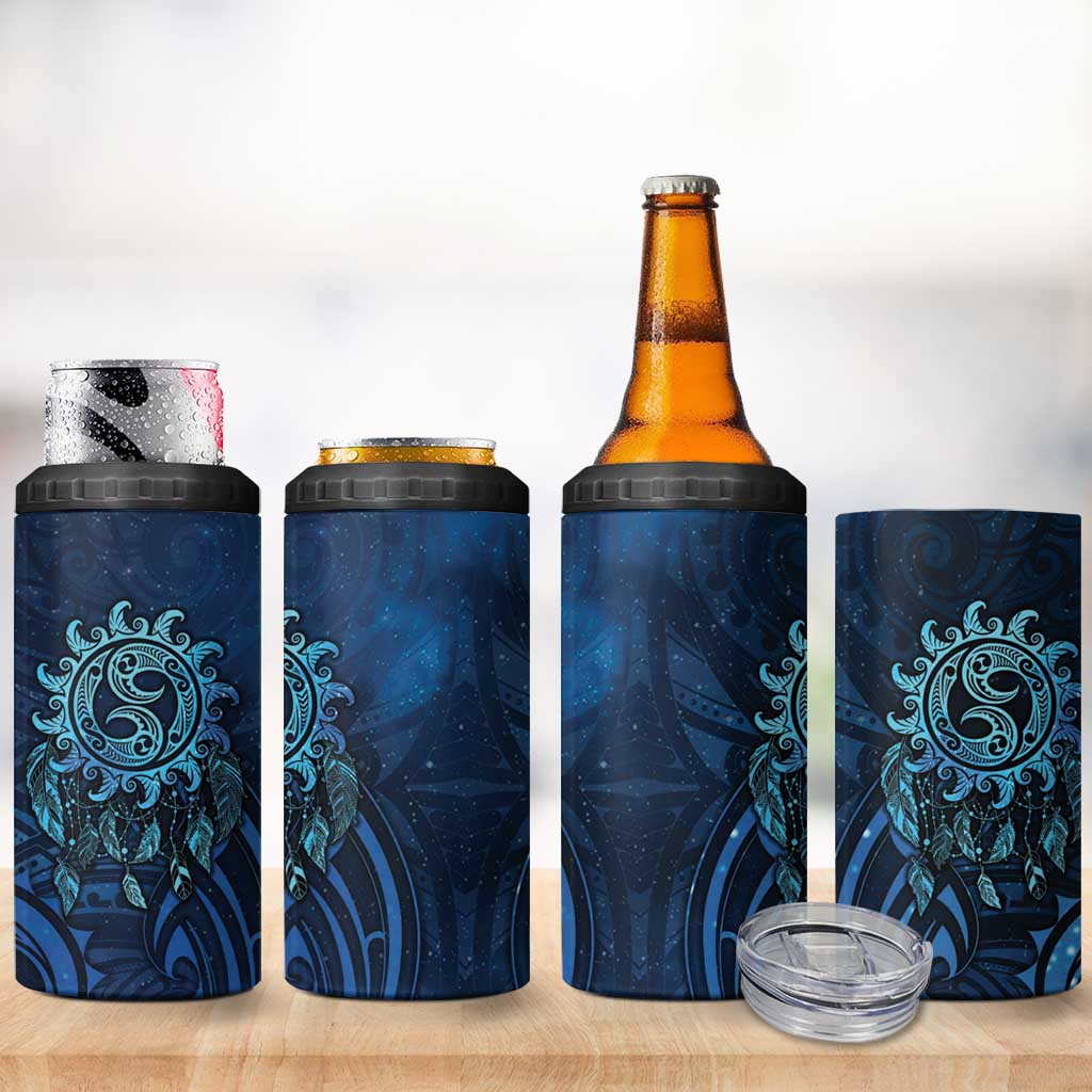New Zealand Dream Catcher 4 in 1 Can Cooler Tumbler Maori Koru Pattern Blue Version LT05 - Polynesian Pride