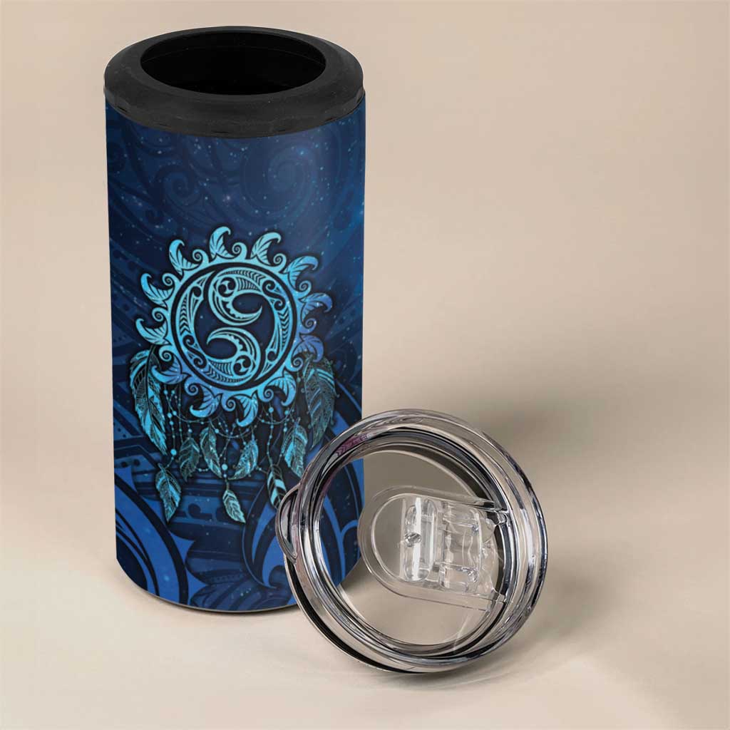 New Zealand Dream Catcher 4 in 1 Can Cooler Tumbler Maori Koru Pattern Blue Version LT05 - Polynesian Pride