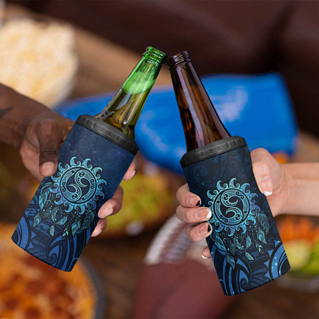 New Zealand Dream Catcher 4 in 1 Can Cooler Tumbler Maori Koru Pattern Blue Version LT05 - Polynesian Pride