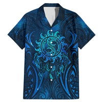 New Zealand Dream Catcher Family Matching Mermaid Dress and Hawaiian Shirt Maori Koru Pattern Blue Version LT05 Dad's Shirt - Short Sleeve Blue - Polynesian Pride