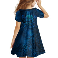 New Zealand Dream Catcher Family Matching Off The Shoulder Long Sleeve Dress and Hawaiian Shirt Maori Koru Pattern Blue Version LT05 - Polynesian Pride